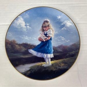 Dino Massaroni Just You and Me Collector Plate 1992 Girl with Bunny Rabbit VTG